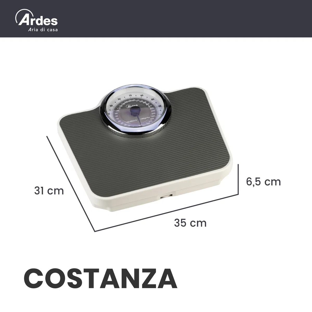 Ardes AR2PP2M Costanza Bilancia Pesapersone Meccanica Senza Batteria Vintage Style NO Pile Peso Max 136 kg