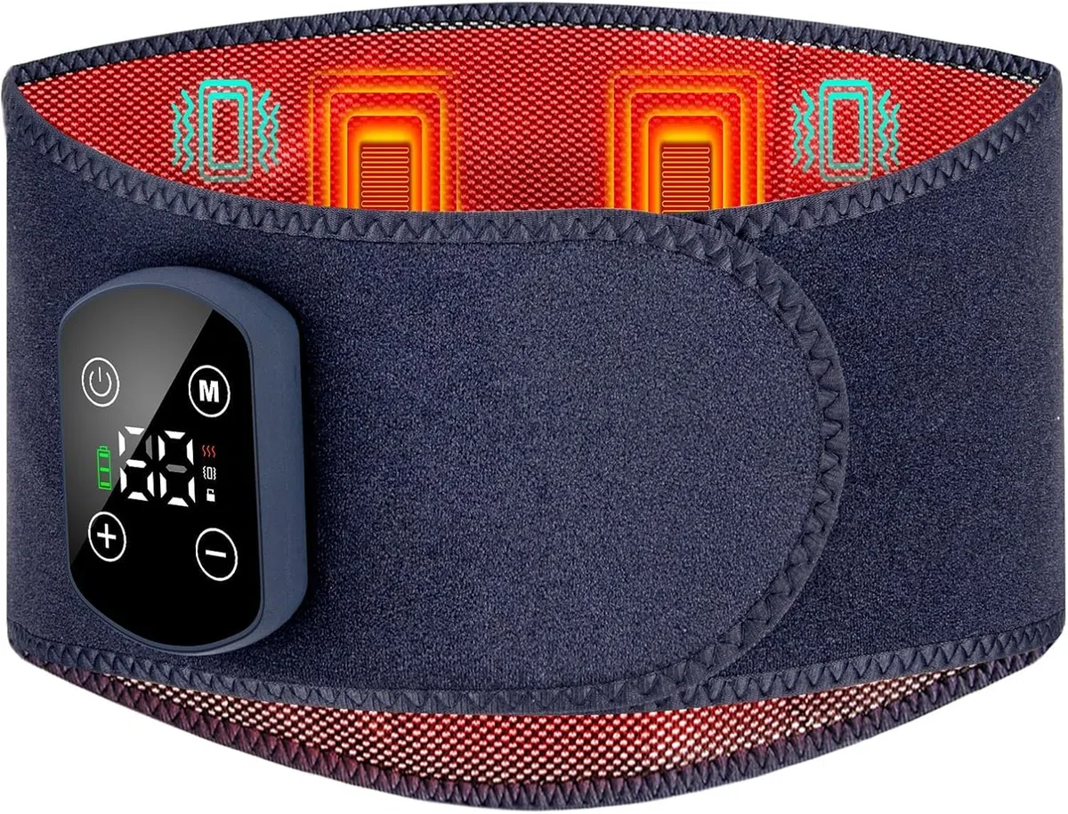 Fascia Lombare Riscaldamento,Massaggiatore Schiena Cintura Riscaldante,3000mAh Batteria Termoforo Elettrico Lombare,Fascia Riscaldante Schiena,3 Modalità di Massaggio e 5 Regimi Termici