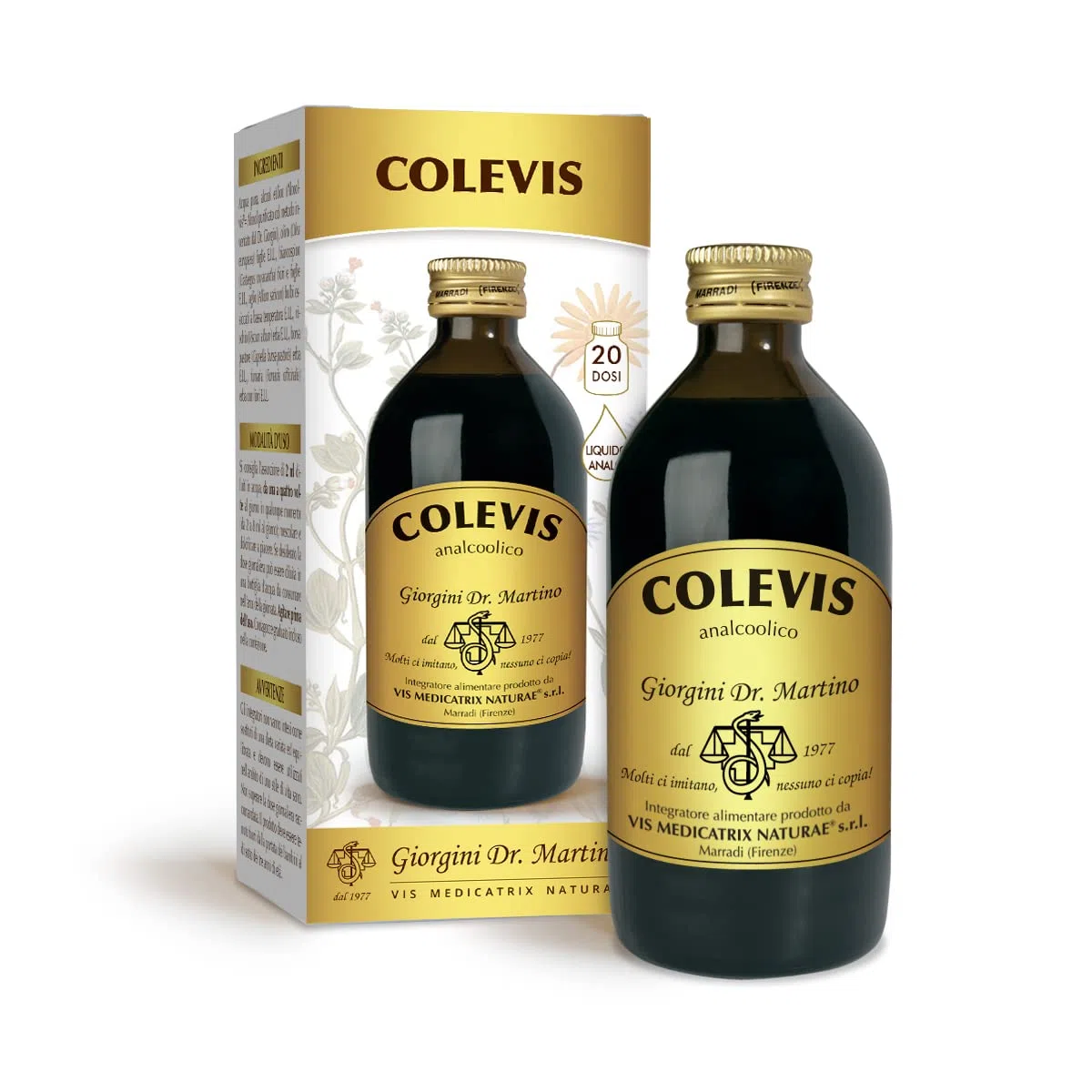 Dr Giorgini COLEVIS liquido analcolico - 200ml (integratore di Carciofo, boldo, cardo mariano, tarassaco e rosmarino)