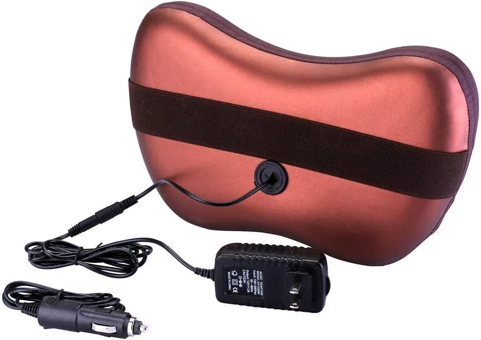 SQUADO Cuscino Massaggiante Elettrico per Collo, Schiena, Gambe e Piedi, Massaggio Muscolare, Allevia Dolori Cervicali, per Auto, Casa, Ufficio, Rosso