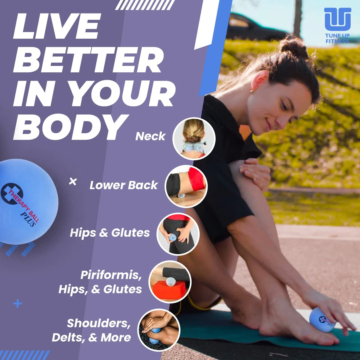 Yoga Tune Up Therapy Balls PLUS size with Tote Jill MIiller