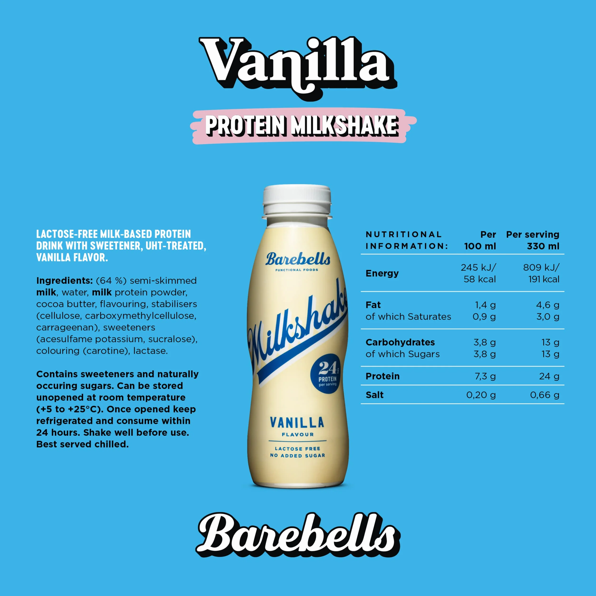 Barebells Protein Milkshakes Vanilla 8x330ml