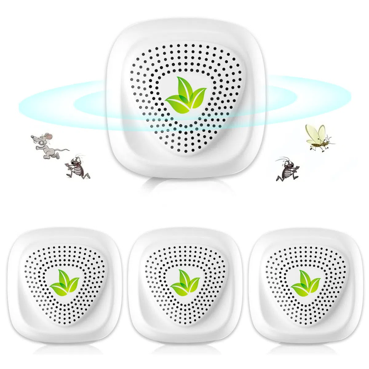 Ultrasuoni per Topi,Repellente Anti Zanzare Ultrasuoni Interno Dispositivo Anti Topi, Insetti, Zanzare, Scarafaggi, Ratti, Formiche, Ragni 4 Pack