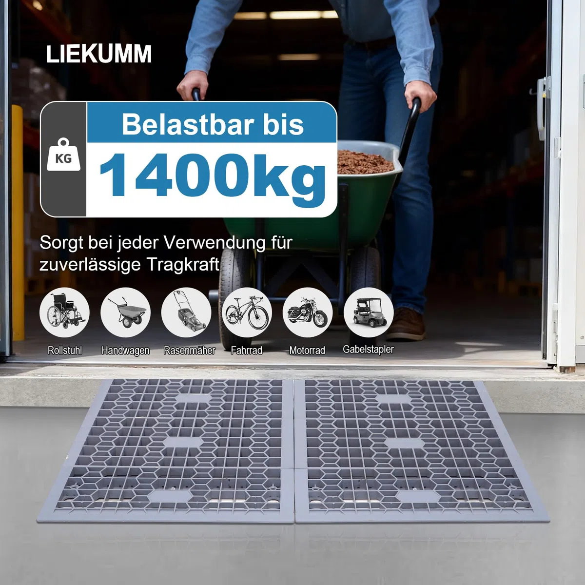 LIEKUMM Rampa per Sedia a Rotelle, Altezza 5 cm, Rampa per Disabili Capacità 1400 kg, Rimovibile per Porte, Altezza 5 cm