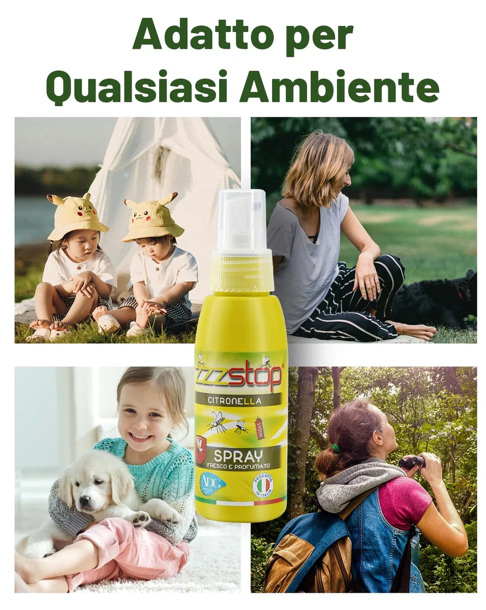 Citronella Spray Zanzare,6 Confezioni da 100 ml,Made IN ITALY Spray Antizanzare,Aggiunta Essenza Naturale Antizanzare Spray Antizanzare Bambini,Spray Zanzare Esterno per Giardino, Viaggio