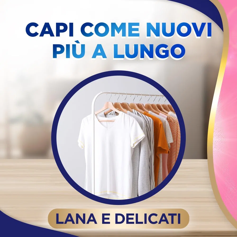 Lip Woolite Detersivo Lavatrice Lana e Delicati 25 Lavaggi, 4 Confezioni da 1500 ml di Detersivo Lavatrice Liquido Lana e Delicati con Cheratina