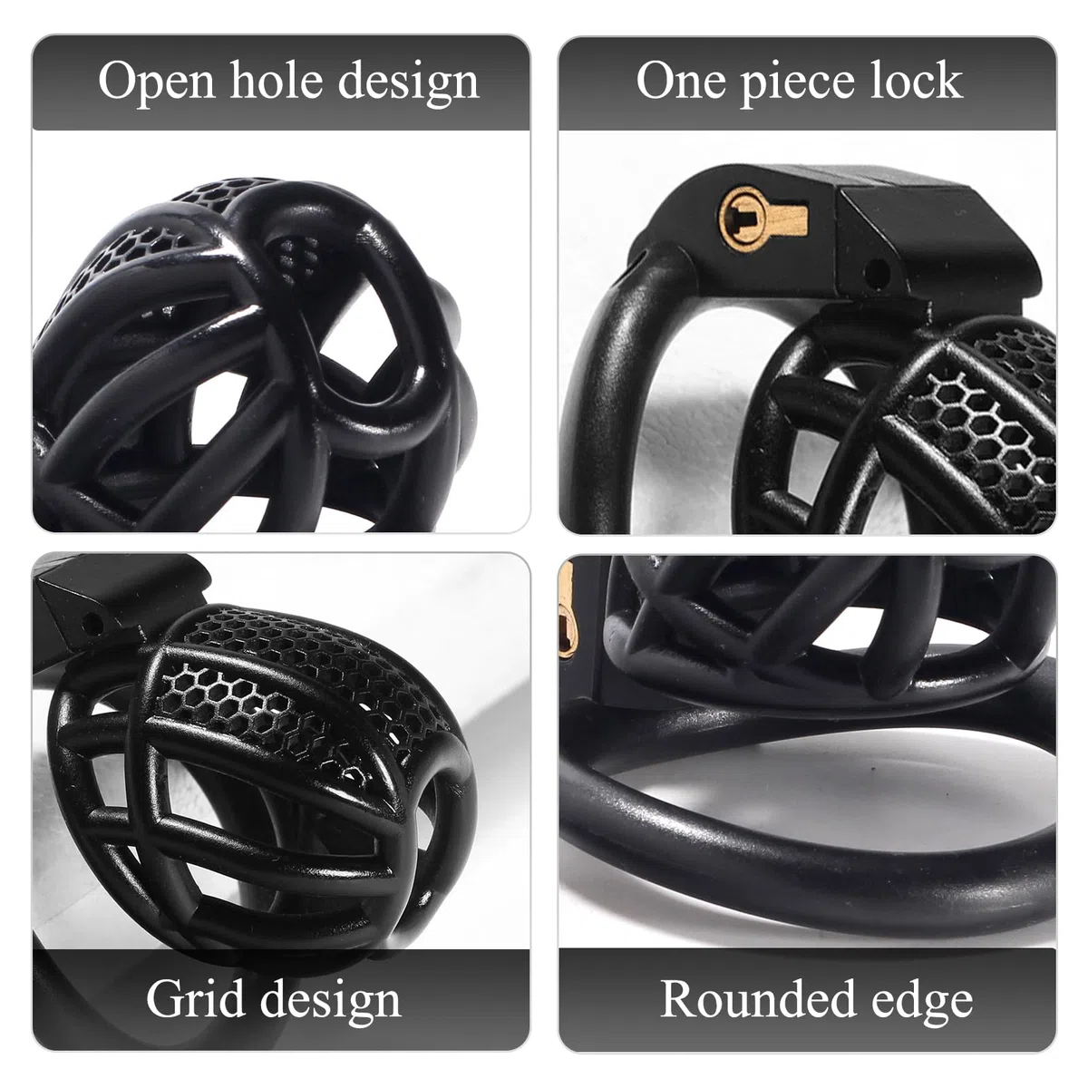 BDSMJOY Piccola gabbia di castità per uomo, chastity cage gabbia per il cazzo SM bondage slave sex toys, uomo pene Cock cage (Nero)