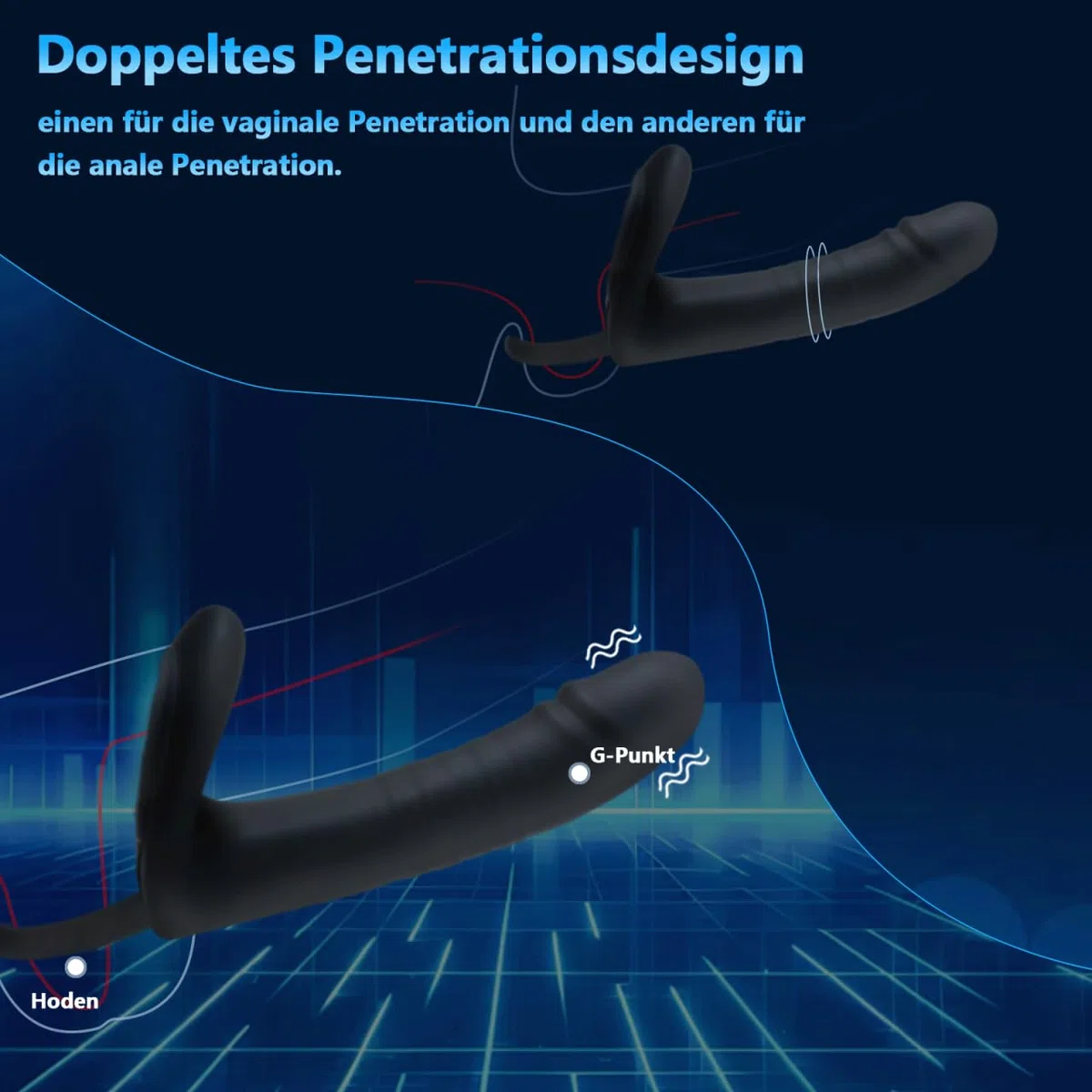 3 IN 1 Vibratore Anale con Anello, Vibratore Anale Dildo, Stimolatore Prostata Anal Plug Sex Toys 10 Modalità di Spinta e Vibrazione Doppio Penetratore Sex Toys con Telecomando per la Coppia