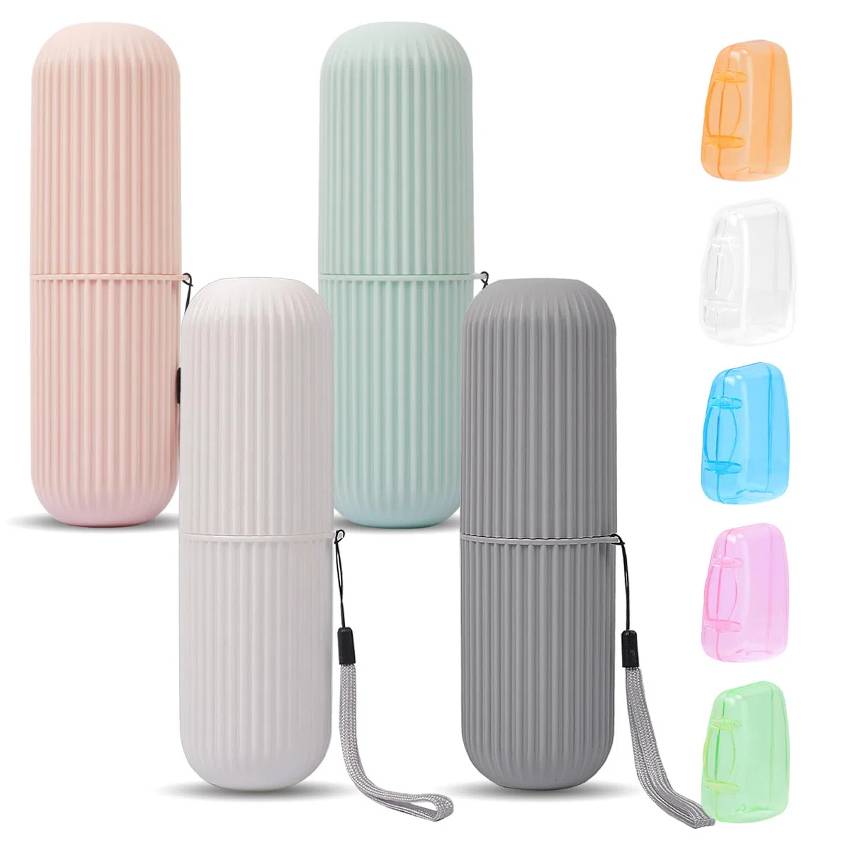 UCEC Astuccio per spazzolino da denti realizzato in materiale PP alimentare di alta qualità, ecologico e durevole., 4: rosa&verde&grigio&bianco + 5, 19.56 cm x 6 cm, Semplice