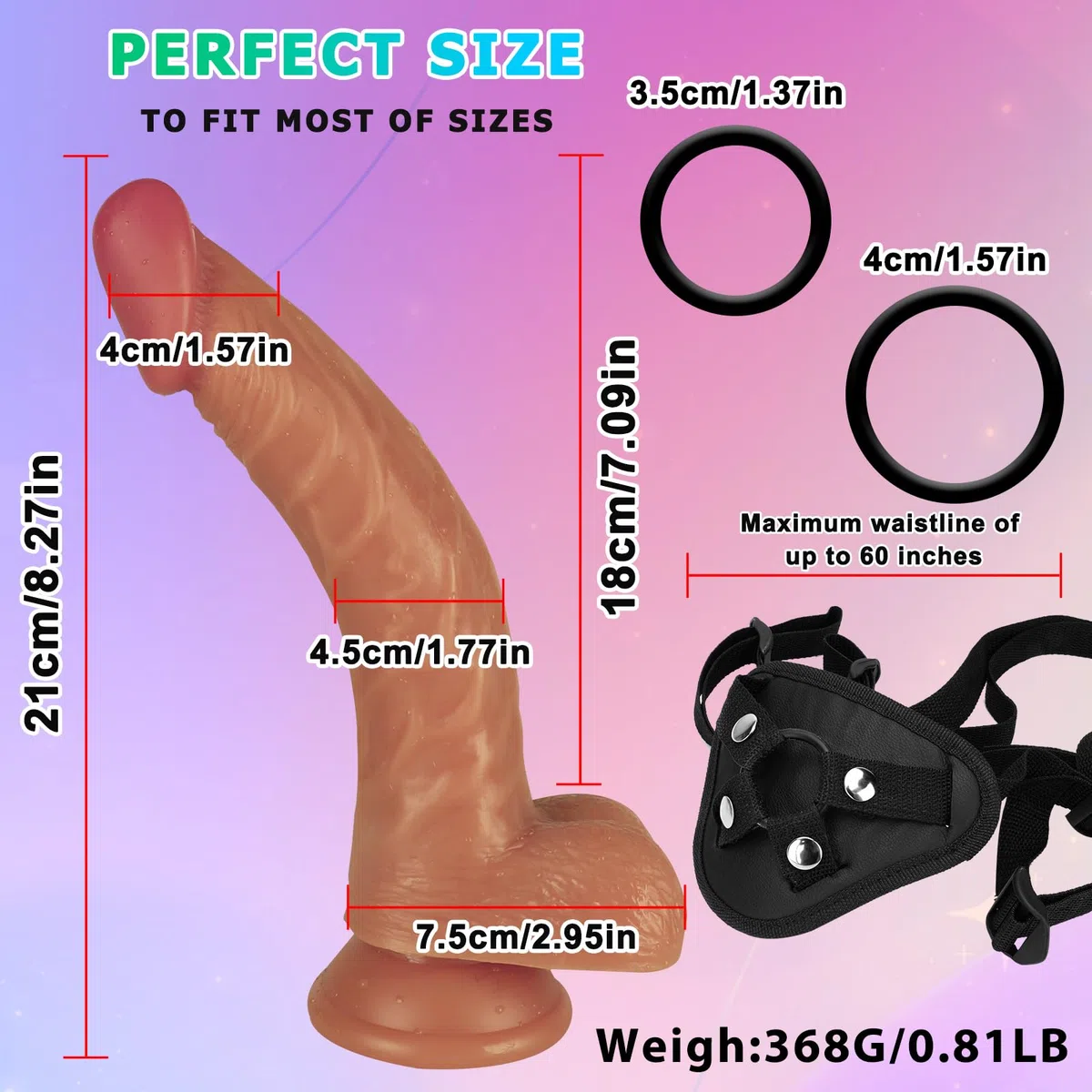 Strap on Dildo with Adjustable pene realistico con cinturino per uomini, sex toy portatile per adulti con pene con cinturino per donne, divertimento sessuale con