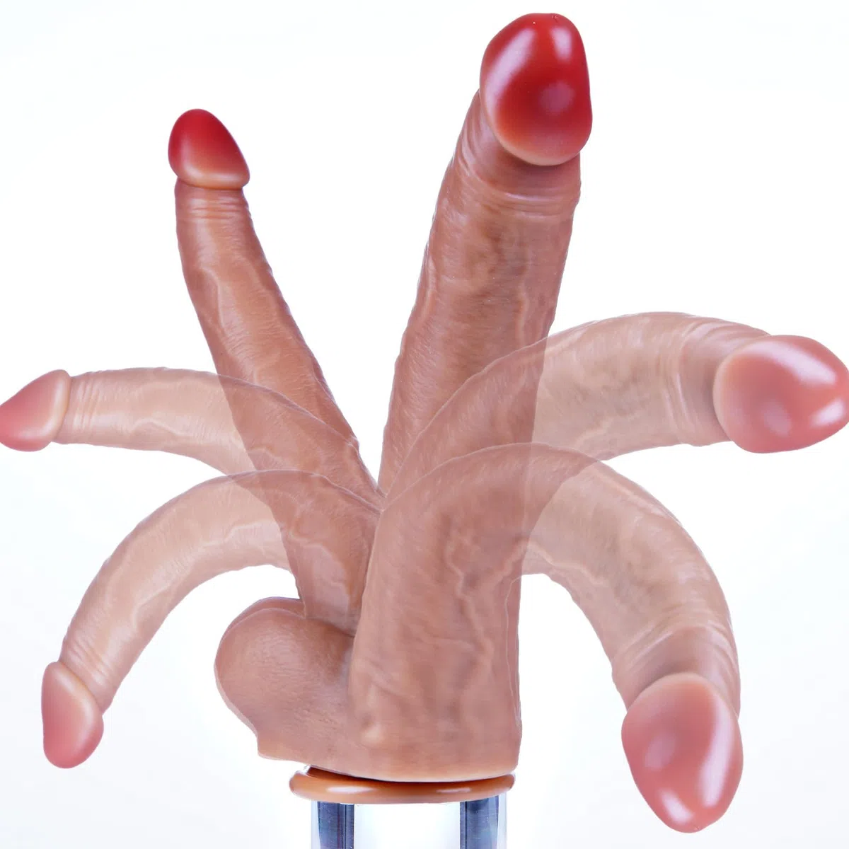 Dildo doppio di 26 cm, doppia penetrazione vaginale e anale, dildo realistico con base a ventosa potente, dildo G-spot in silicone, plug vaginale e anale XXL rinforzato, adatto per coppie lesbiche