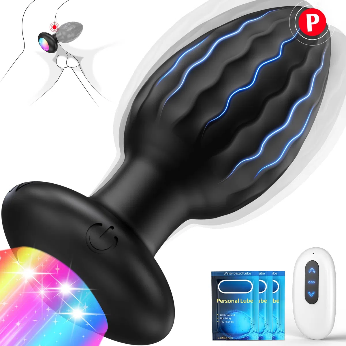 Anal Plug Vibratore Butt Plug per donne uomini - Vibrazione anale per donne Vibratori anali con LED, Butt Plug Stimolazione della prostata Uomini Giocattoli del sesso Solo