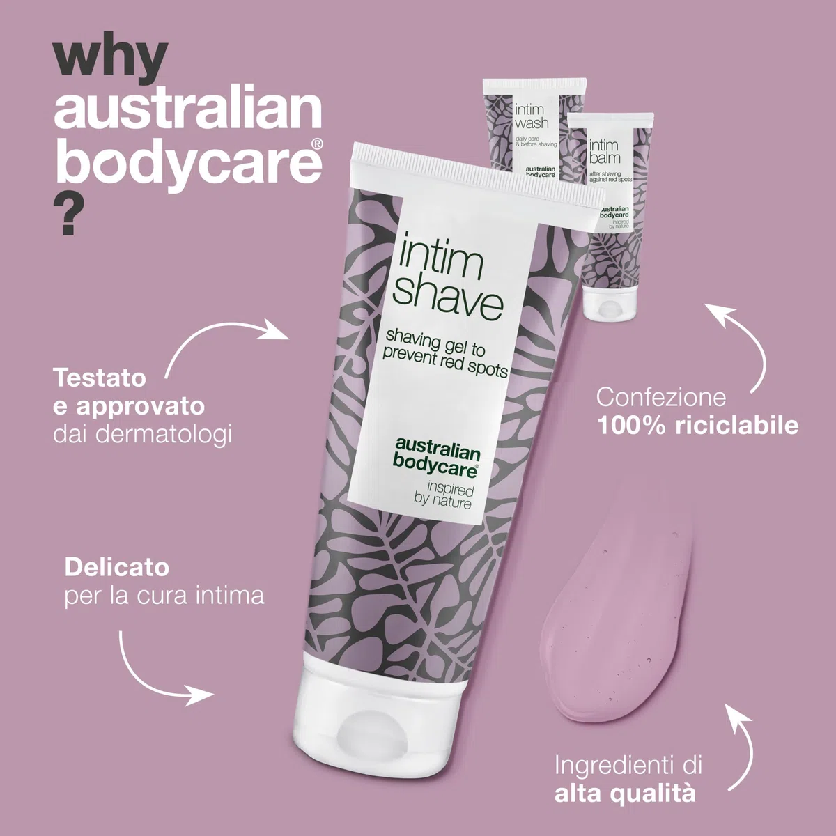 KIT di depilazione intima – 3 prodotti per liberarti di irritazioni e peli incarniti. Contiene: Intim Wash 200 ml, Intim shave 100 ml, Intim balm 100 ml | Australian Bodycare