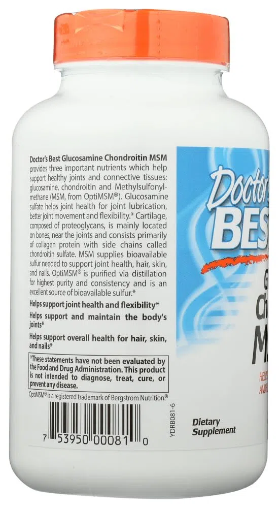 Doctor's Best Glucosamine Chondroitin MSM with OptiMSM, 240 Capsules