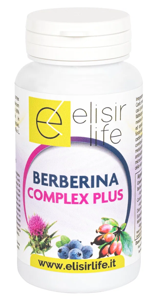 Integratore Alimentare BERBERINA COMPLEX PLUS 100 capsule a base di Berberina, Cardo Mariano, Diosmina, Esperidina e Mirtillo