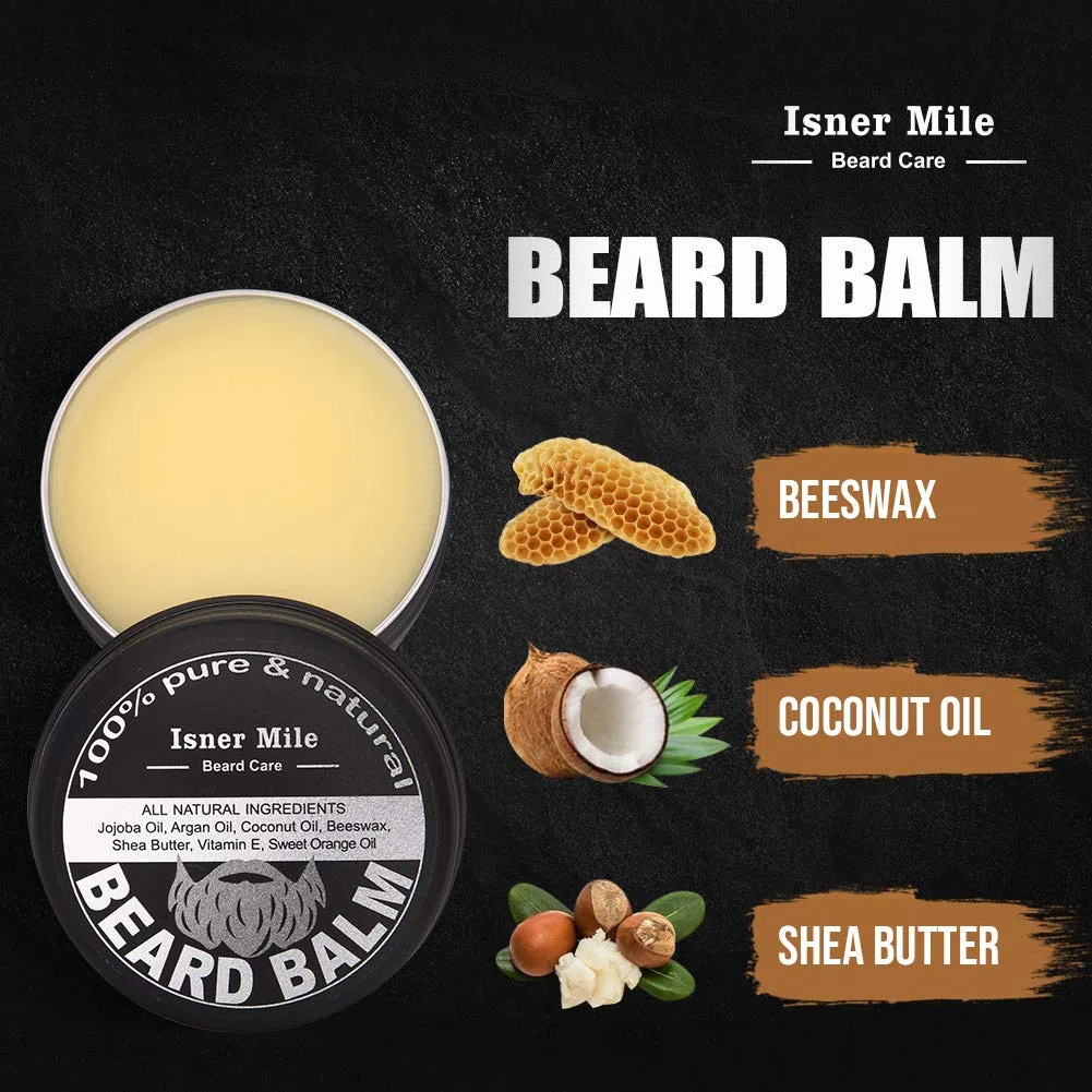 Isner Mile Kit per Crescita Della Barba da Uomo con Olio Naturale per Crescita della Barba, Balsamo, Pettine e Custodia