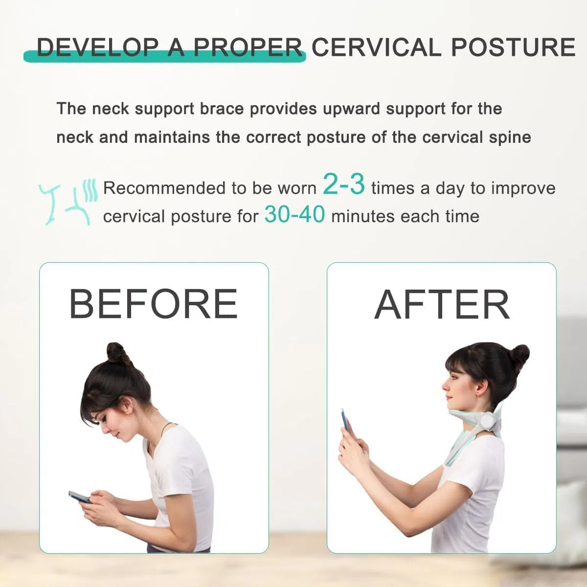 Tutore regolabile per il collo, dispositivo di trazione del collare cervicale per dolore e supporto al collo, protezione per la barella del collo, correttore della postura della testa in avanti