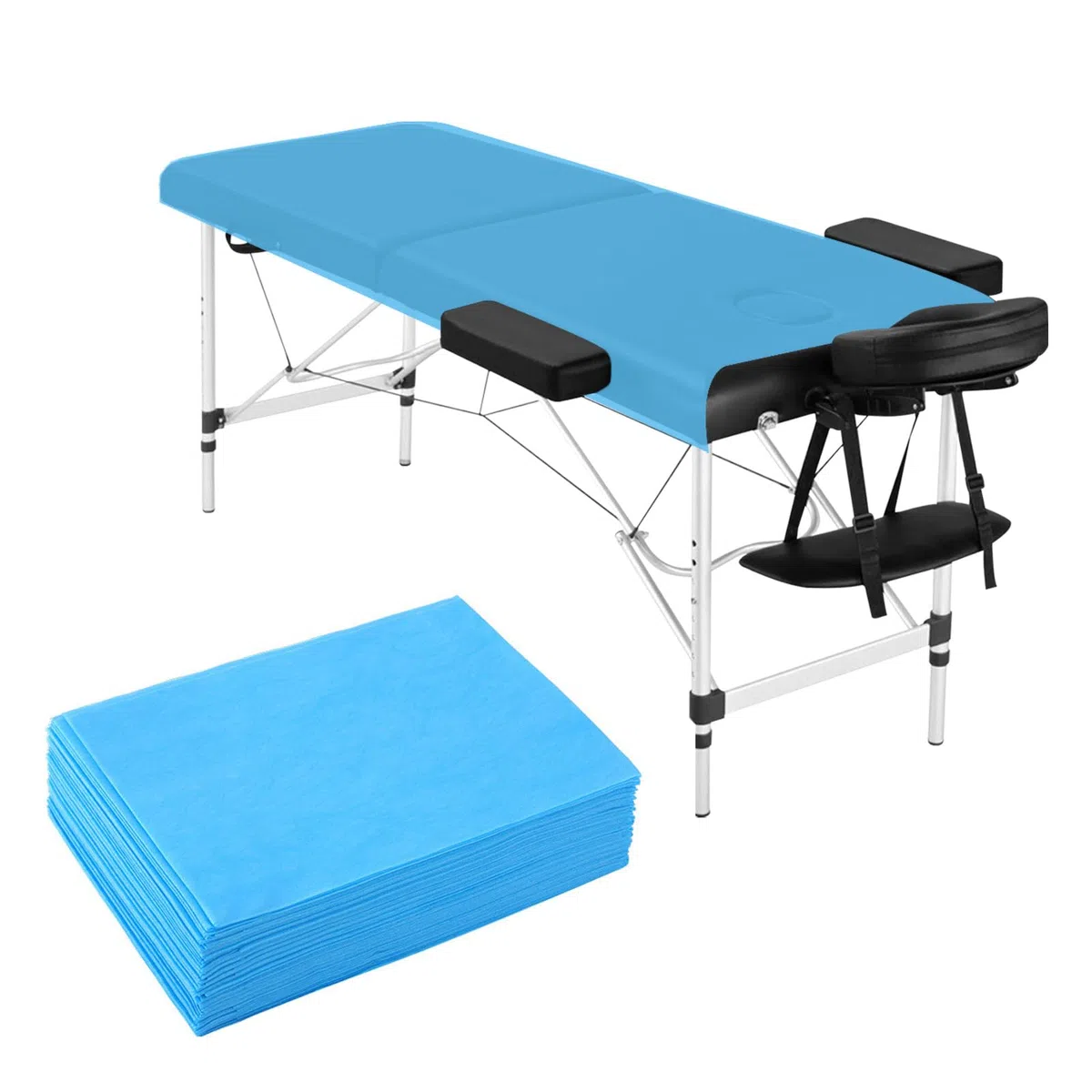100 lenzuoli usa e getta, per massaggi usa e getta, per lettini massaggianti, spa, tatuaggio, salone, tessuto non tessuto, 80 x 180 cm (blu)