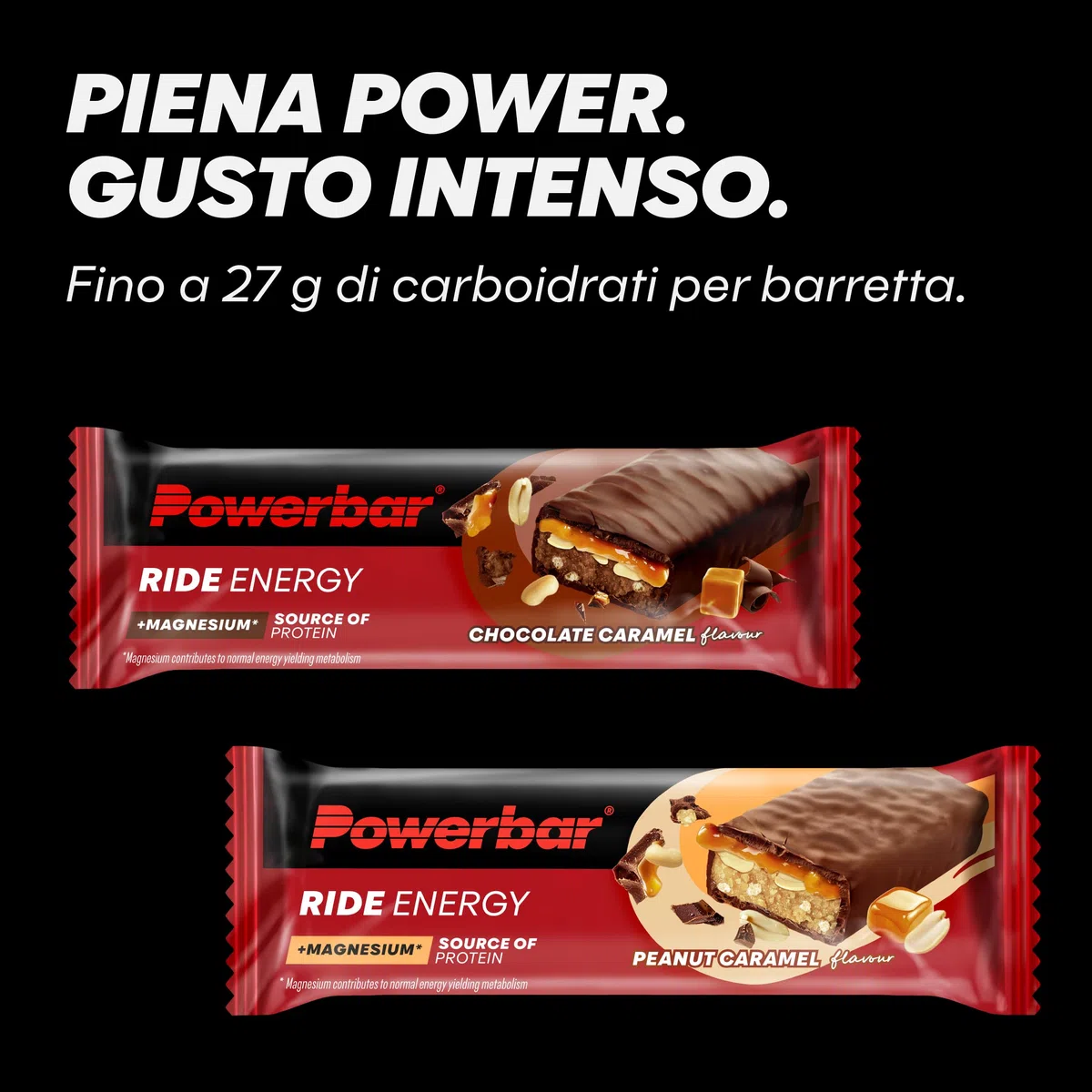 PowerBar Ride Energy Chocolate Caramel 18x55g - Barra Proteica di Carboidrati + Magnesio