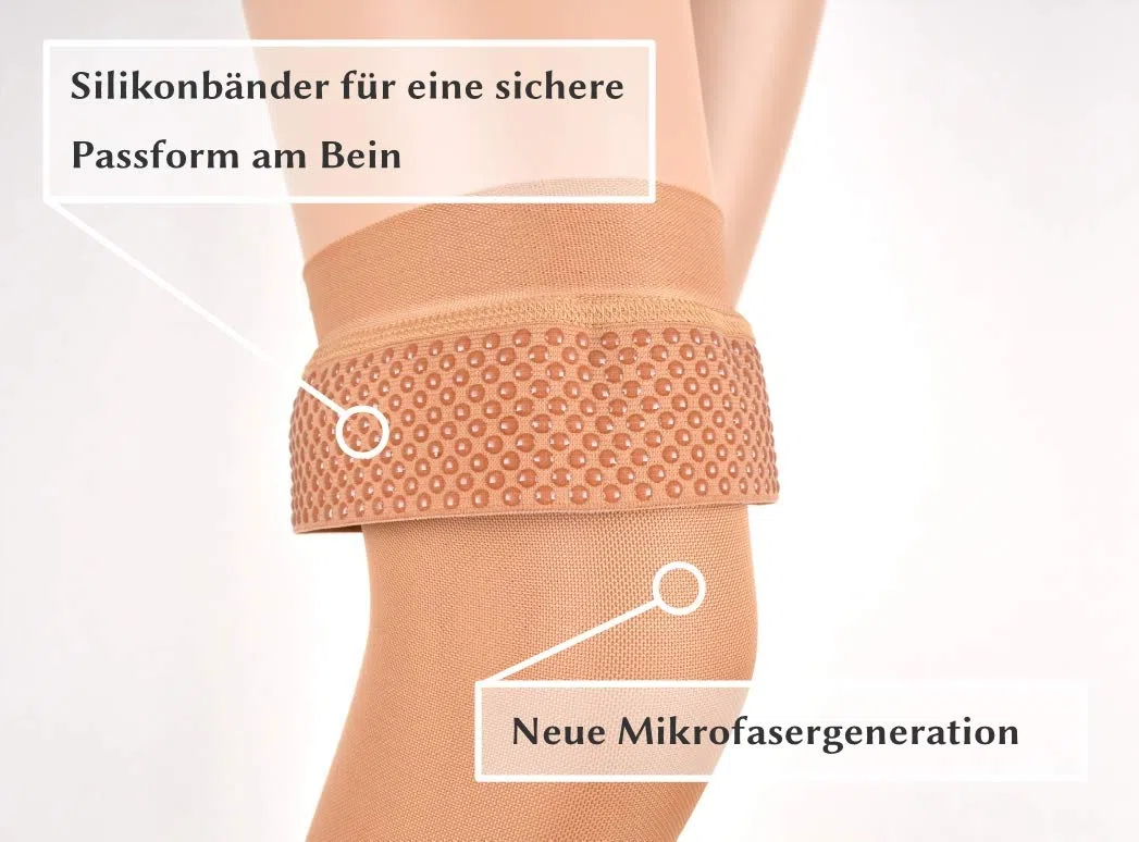 Calze Compressione Medicali Classe 2, 23-32 mmHg, Lunghe, Punta Aperta, Autoreggenti, Donna & Uomo, Calze Contenitive CCL II per Varici (158-170 cm / Small, Beige)