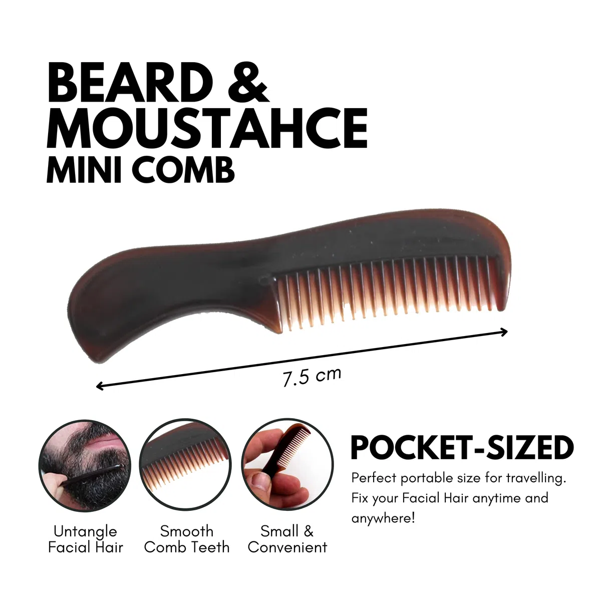 Cera per baffi e barba, 15 ml, pettine tascabile, favorisce la crescita dei peli del viso, ideale per lo styling della barba per gli uomini con ingredienti naturali, tenuta forte e cera al profumo di