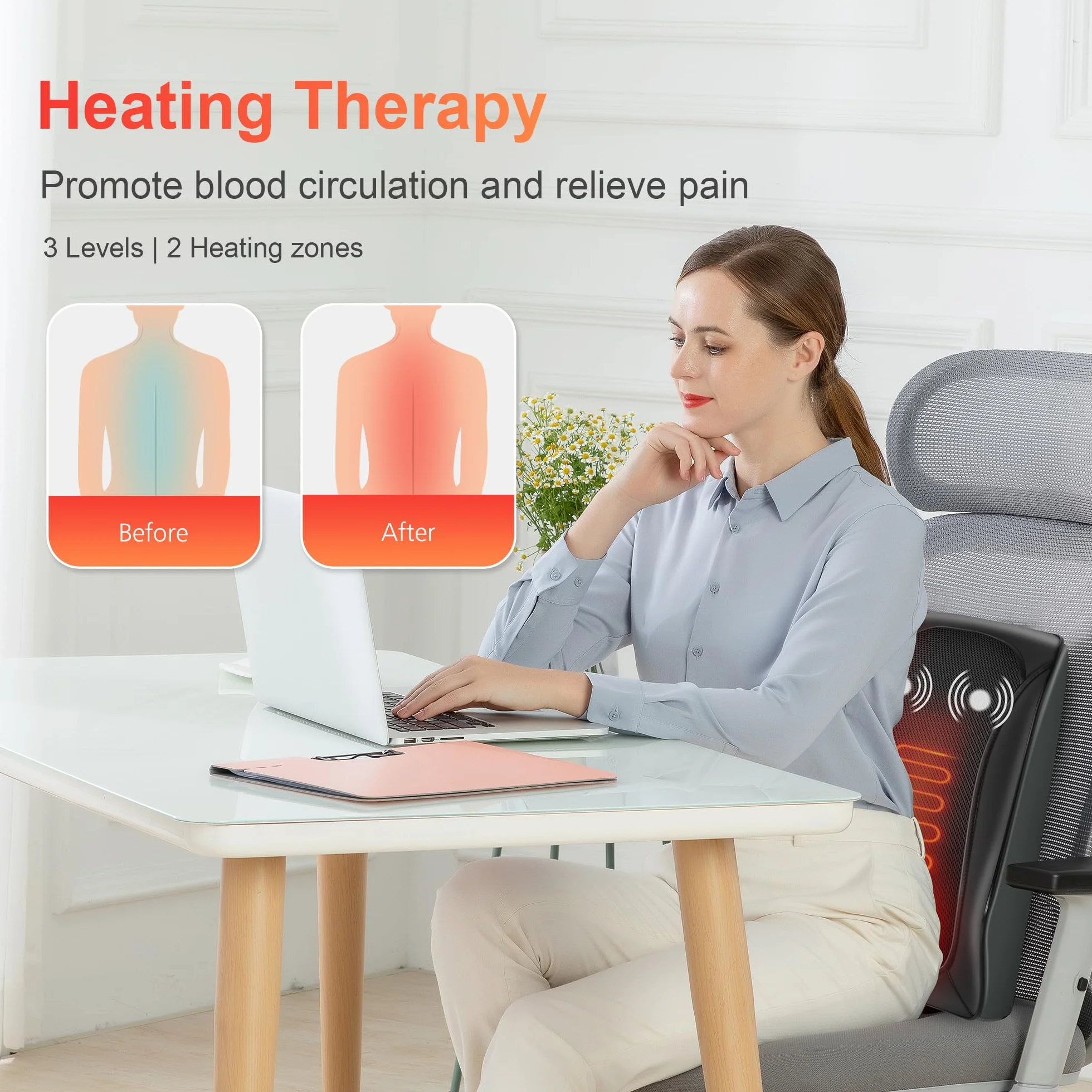 COMFIER Massaggiatore per schiena e collo con calore, cuspide massaggiante 3D con massaggio a vibrazione, massaggiatore shiatsu per collo e spalle, cuscino massaggiante, regali