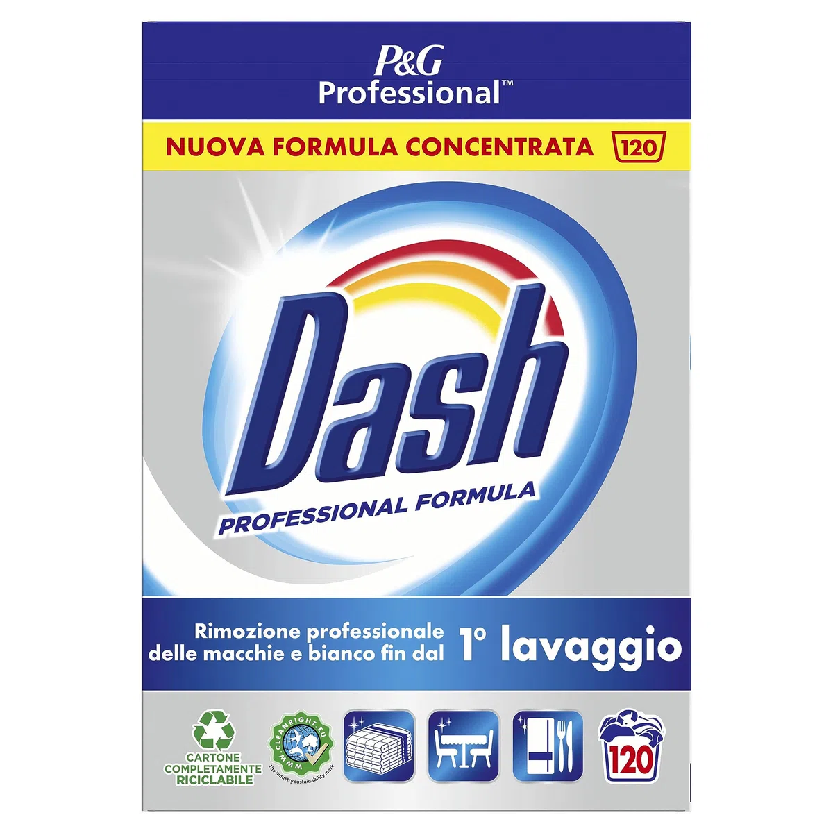 Dash Professional Detersivo In Polvere Per Bucato Classico 120 Lavaggi, 6kg, Eccezionale Rimozione Delle Macchie Dal Primo Lavaggio