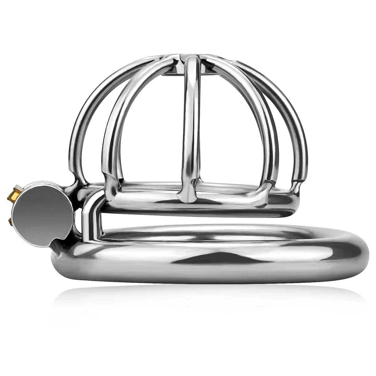 Roluck acciaio inox cintura di castità per gli uomini metallo castità gabbia del pene con blocco bloccato pene esercizio Bondage argento (4,5cm)