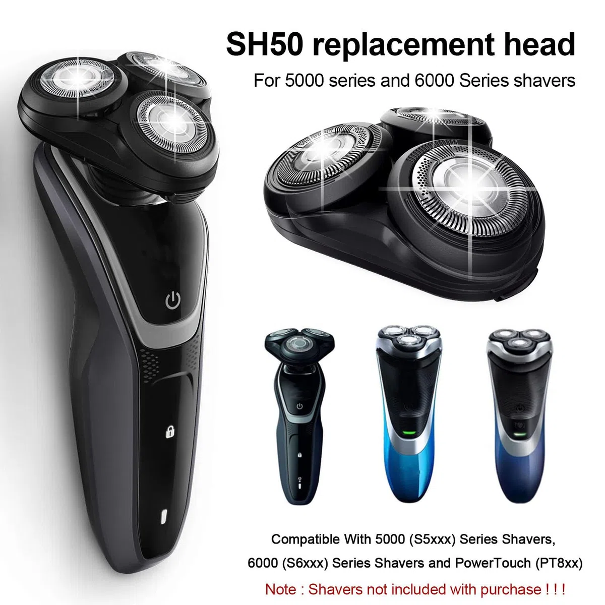 Wone Testina di ricambio completa per Philips Norel*o Series 5000, SH50/50
