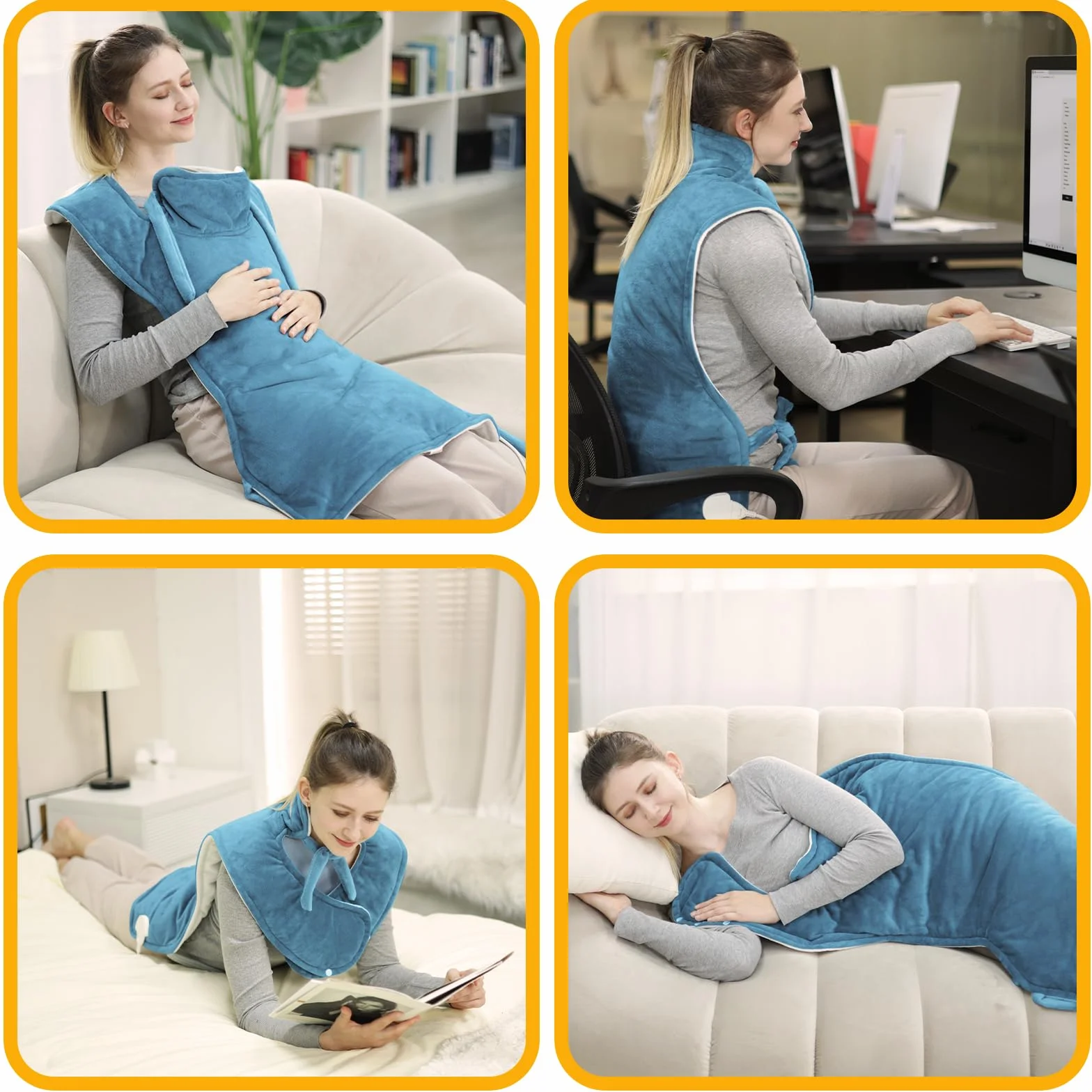 ITSHINY Termoforo Elettrico per Schiena, Termoforo Cervicale e Spalle con 6 Livelli di Riscaldamento, Timer di Spegnimento Automatico, Tensione Muscolare, Lavabile in Lavatrice, 60x108 cm