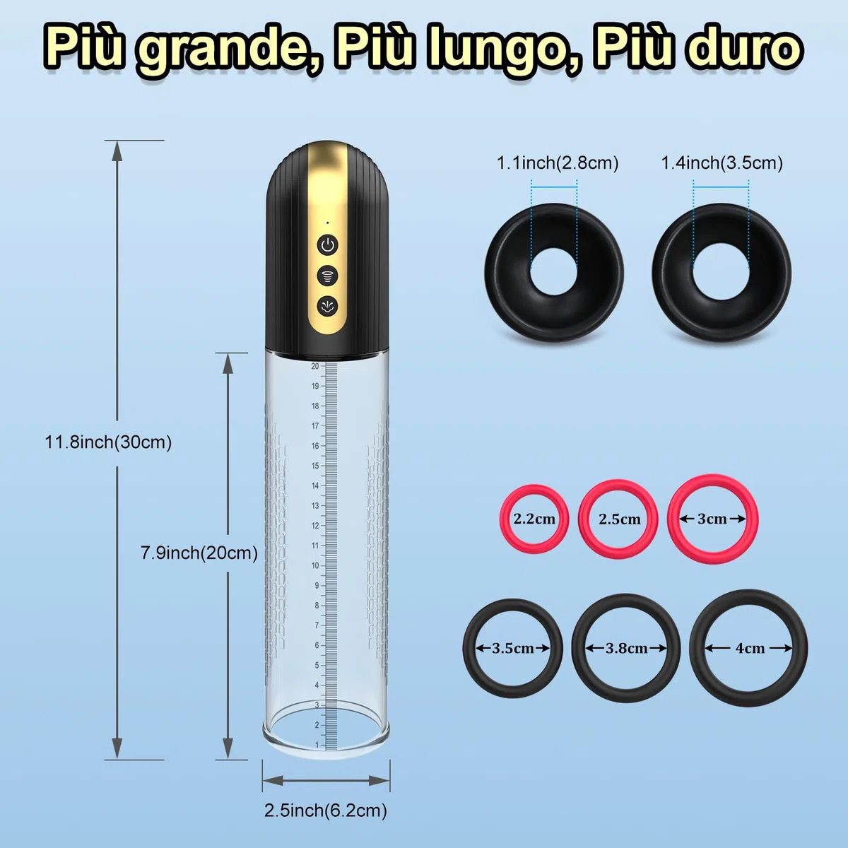 Pompa Pene Elettrica per Ingrandimento - con 4 Modalità di Aspirazione e Masturbtore per Uomo Realistici, Sex Toys per Pompino