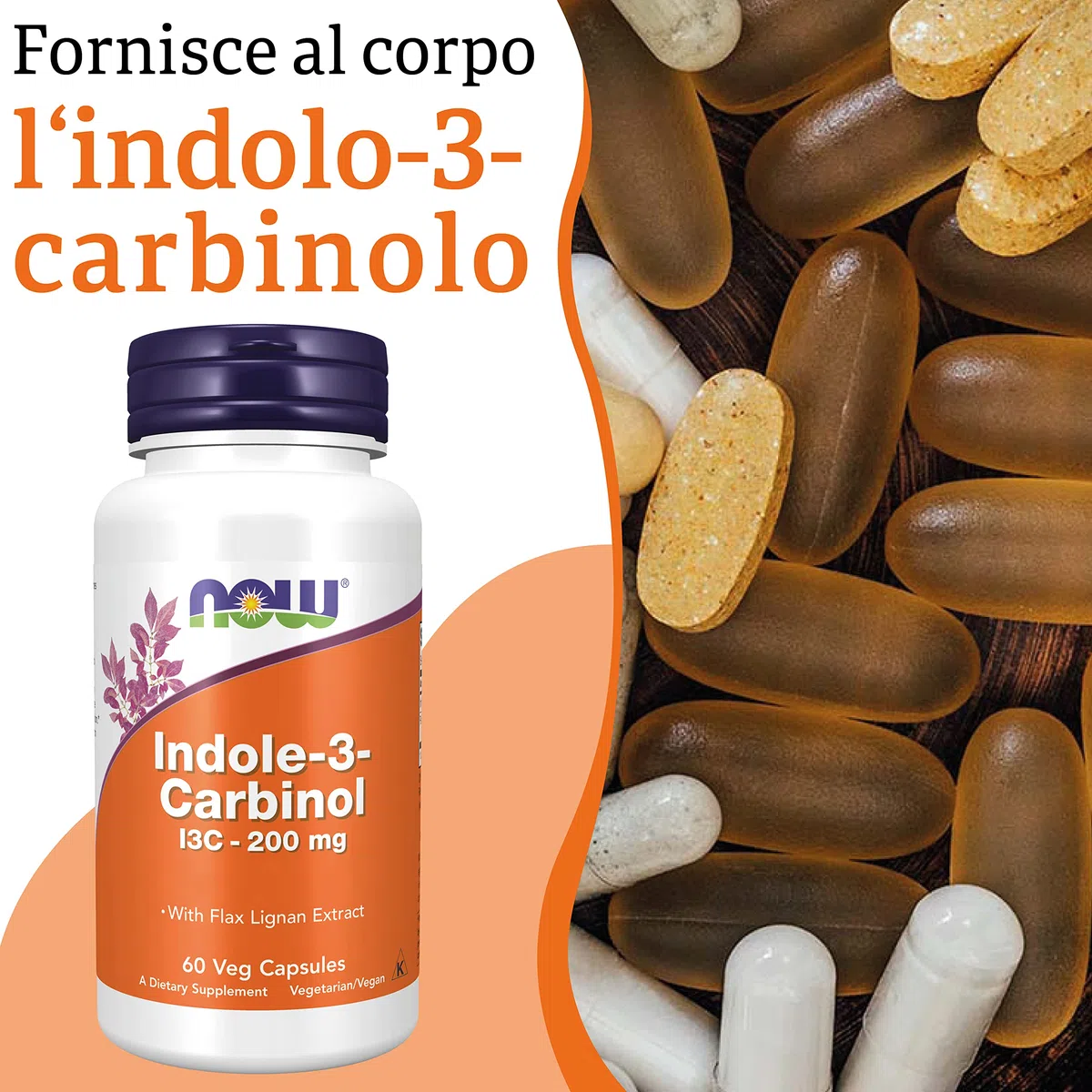 Now Foods Indole-3-Carbinol (I3C), 200mg, 60 capsule Vegane, Testato in Laboratorio, Senza Glutine, Senza Soia, Vegetariano, Non OGM