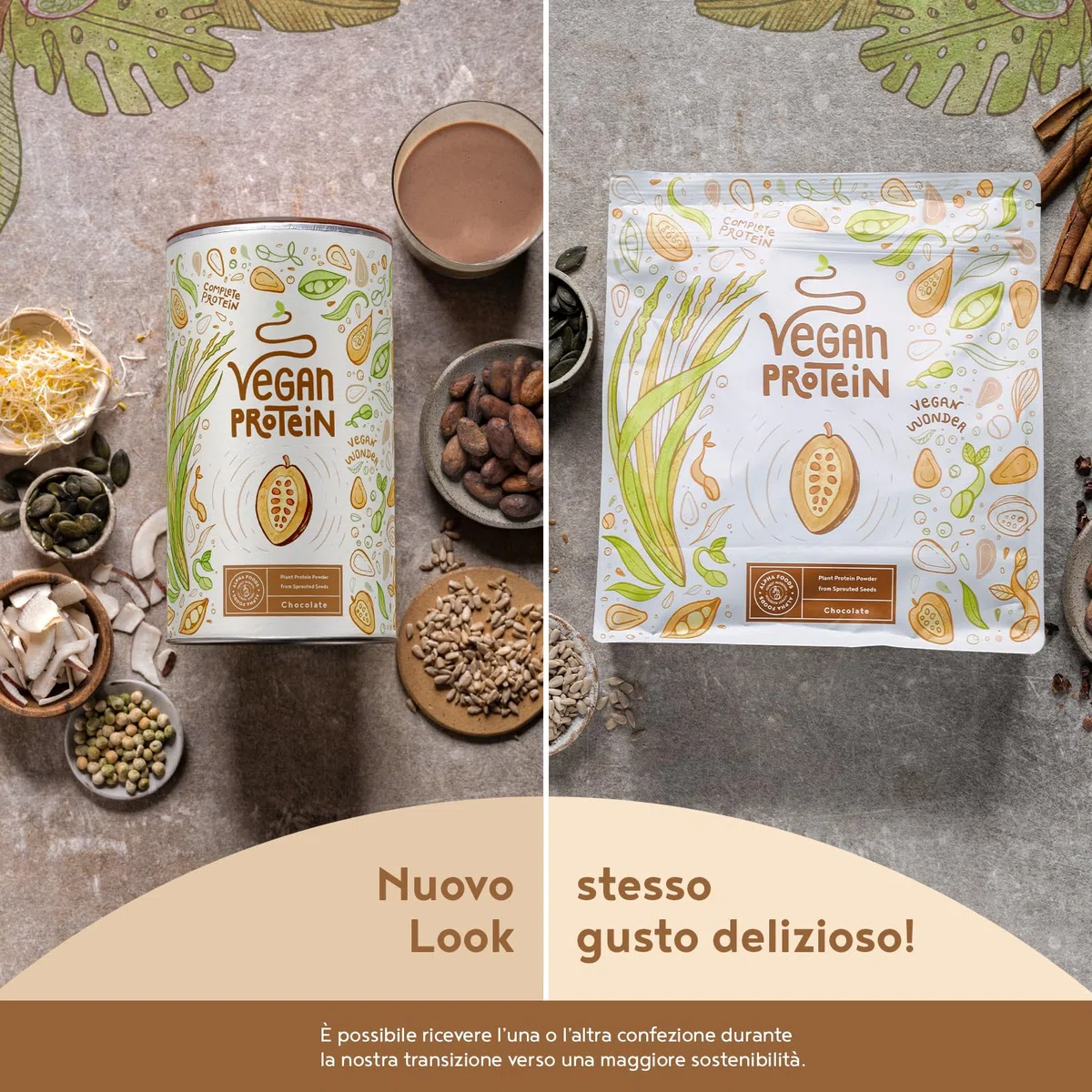 Proteine in Polvere Vegane | Gusto Cioccolato | 21g Proteine Vegetali Isolate di Pisello, Riso, Girasole e Soia | Massa Muscolare | 1.2kg Vegan Protein Powder | Alpha Foods