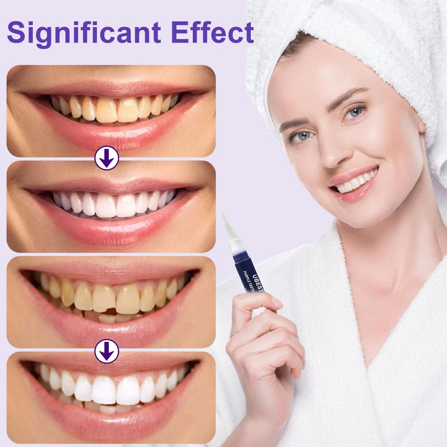3 Pezzi Penne Sbiancante Denti,Penna Gel Sbiancamento per Dentale,sbiancante denti,Per Rimozione delle Macchie e Sorriso Più Luminoso,Facile da Usare,Rapido Sbiancamento(Viola)