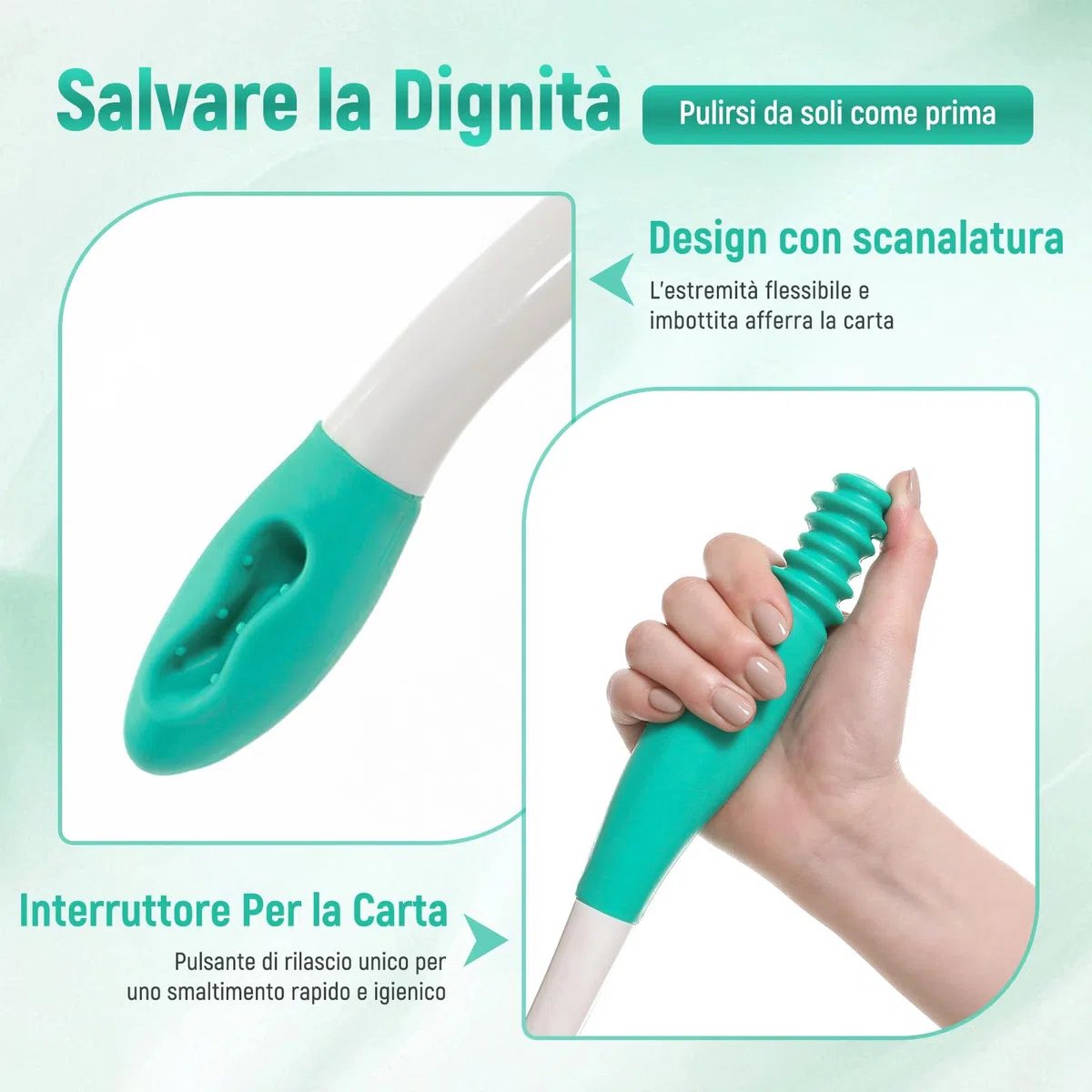 Bottom Wiper 2PCS, Easy Wipe Ausili per la Toilette, Manico Lungo Self Wipe, Comfort Tergicristallo, Salviette per Toilette per Le Donne Anziane e in Gravidanza Self Wipe Aiuto per più igiene