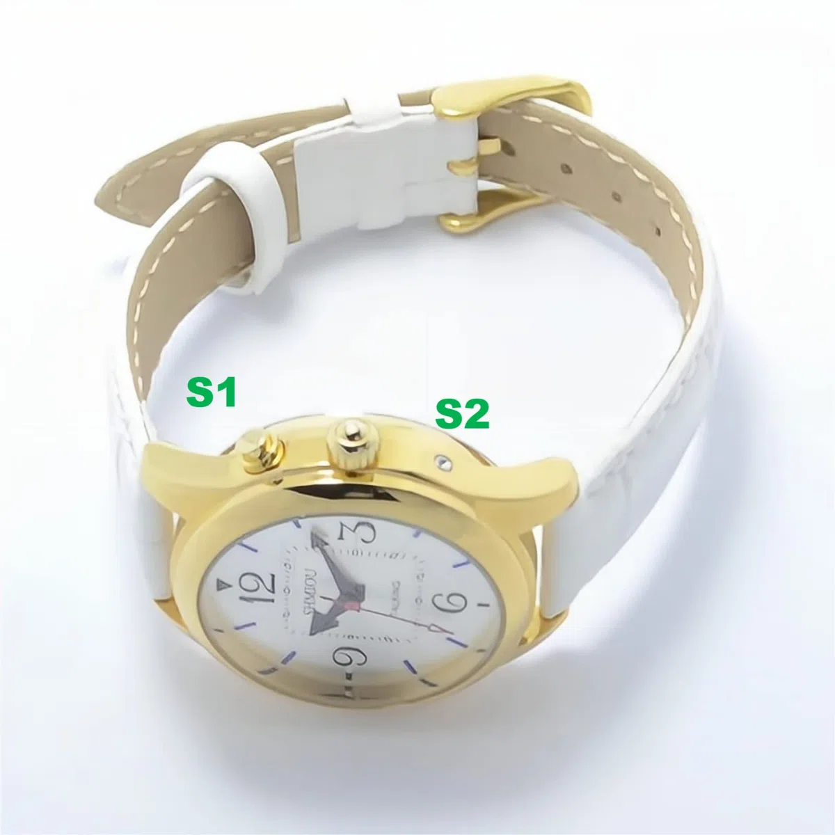 XM-FR-230401 - Orologio parlante francese per ciechi per anziani ipovedenti, bianco, Cinghia