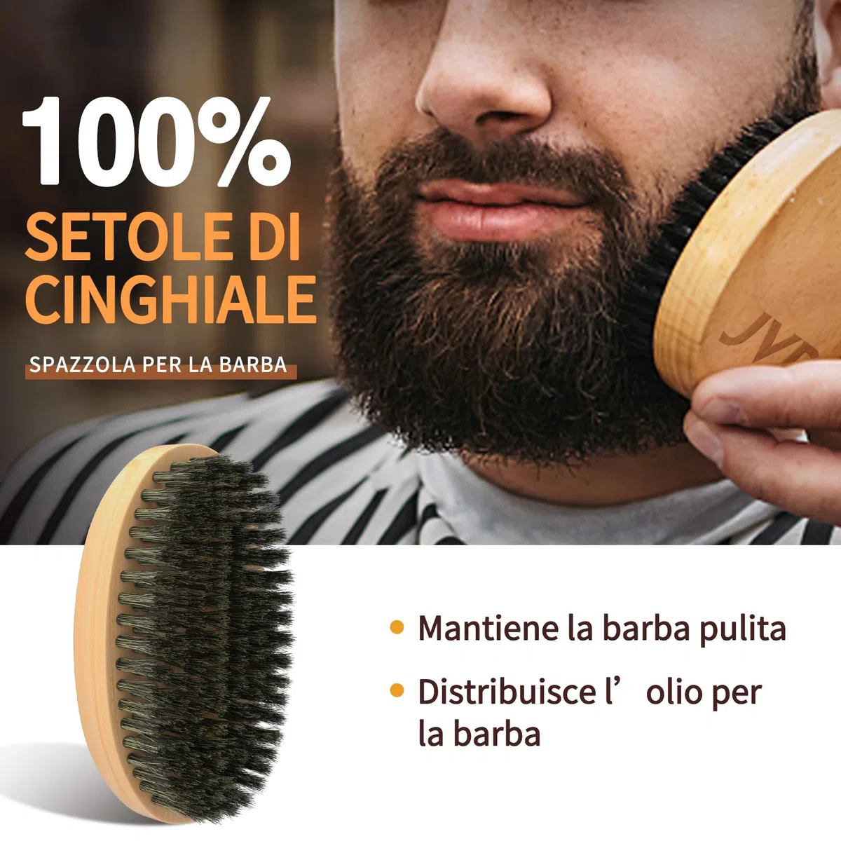Kit Barba per Uomo, JVR Set Cura Barba, Regalo Cura della Barba Professioni con Olio, Balsamo e Spazzola, Leviga la barba, idrata e aggiunge lucentezza e styling (Giallo)