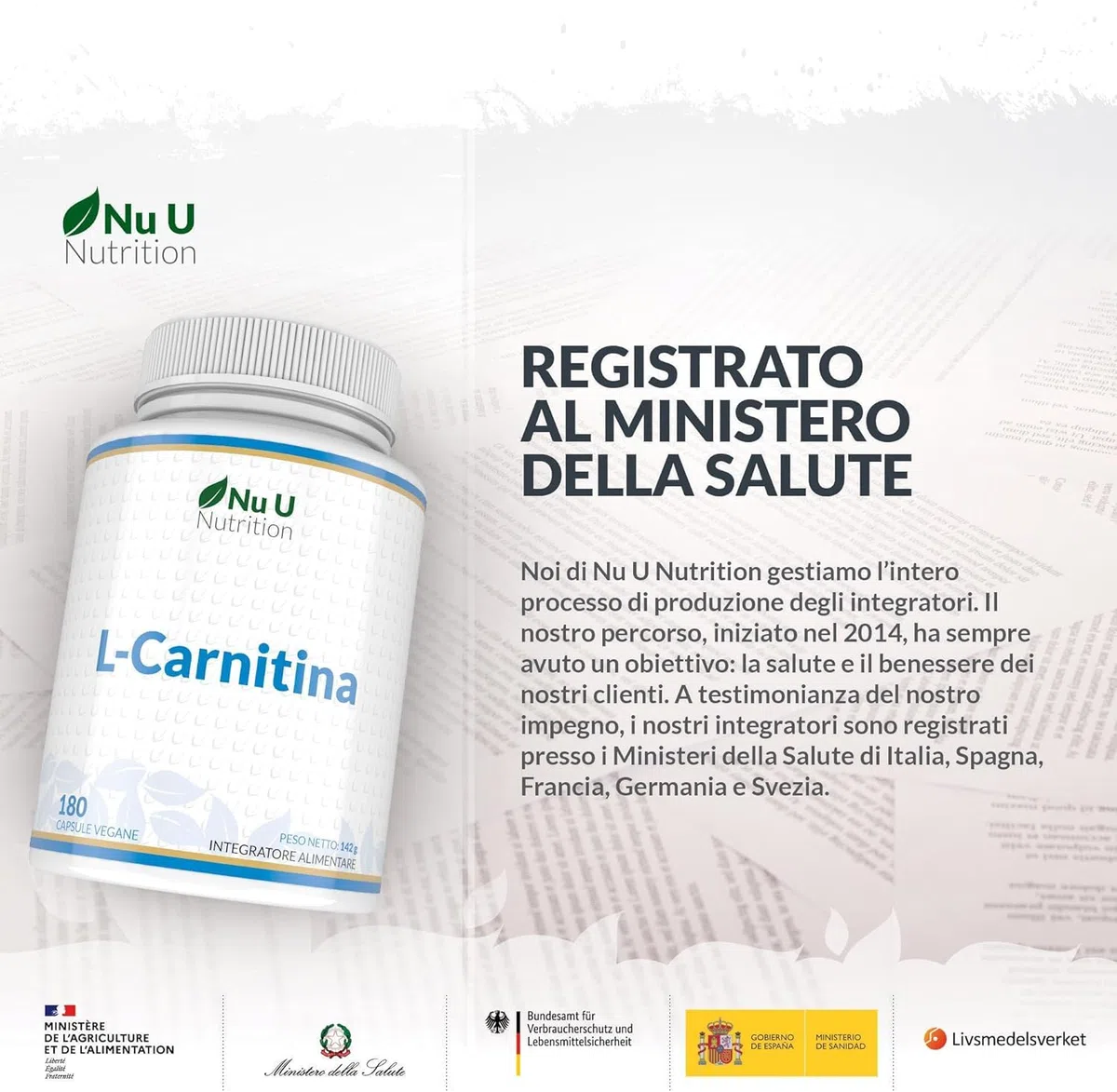 L-Carnitina Tartrato Forte - 180 Capsule Vegane - 550mg di Carnitina per Capsula - Con Vitamine & Minerali - Integratore Pre e Post Workout per Sportivi - Prodotto in Europa - Nu U Nutrition