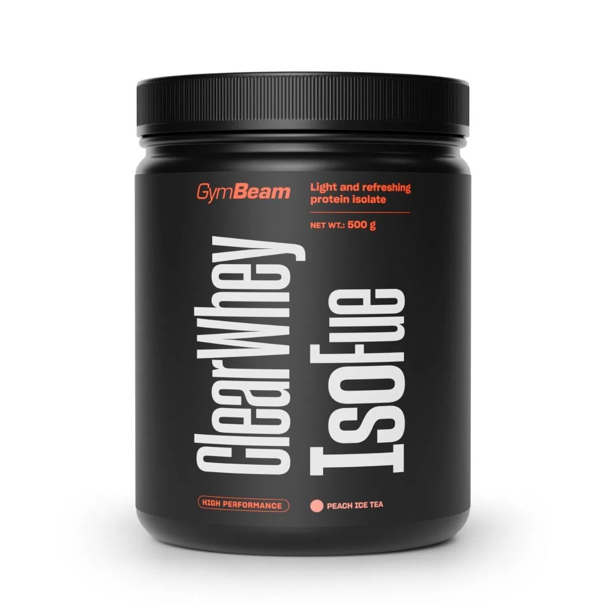 GymBeam Clear Whey - Isolato di Siero del Latte Fino all’88% Proteine, Senza Zuccheri e Grassi, Gusto Fruttato Rinfrescante - Per Crescita Muscolare e Salute di Ossa (500 g, Tè Freddo alla Pesca)
