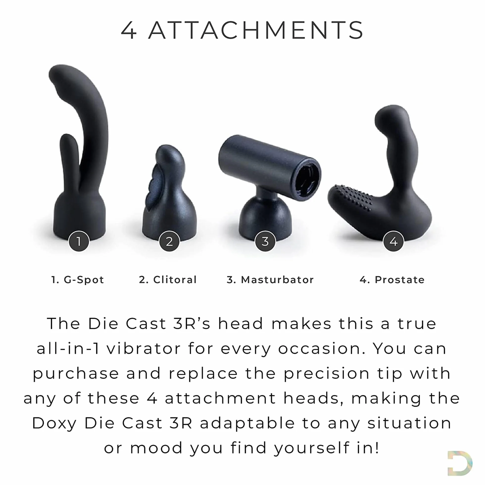 Doxy Die Cast 3 - Soft Silicone Clitoral Massager Wand Vibrator Attachment - 400 Gr