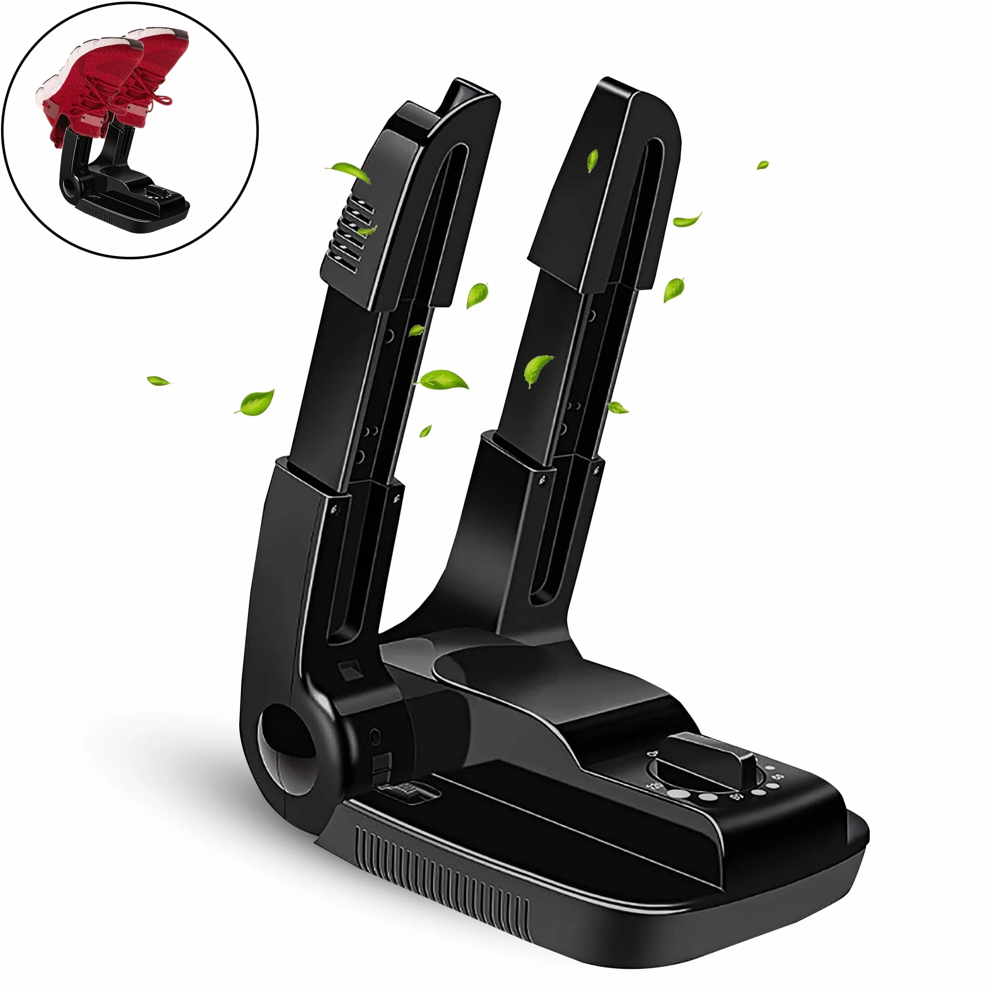 Vonia Ozone Asciugascarpe e Deodorante per Scarpe con timer - Mangia odori - Asciuga Scarpe- Scarpe fresche e pulite - Nero (Con Ozono)