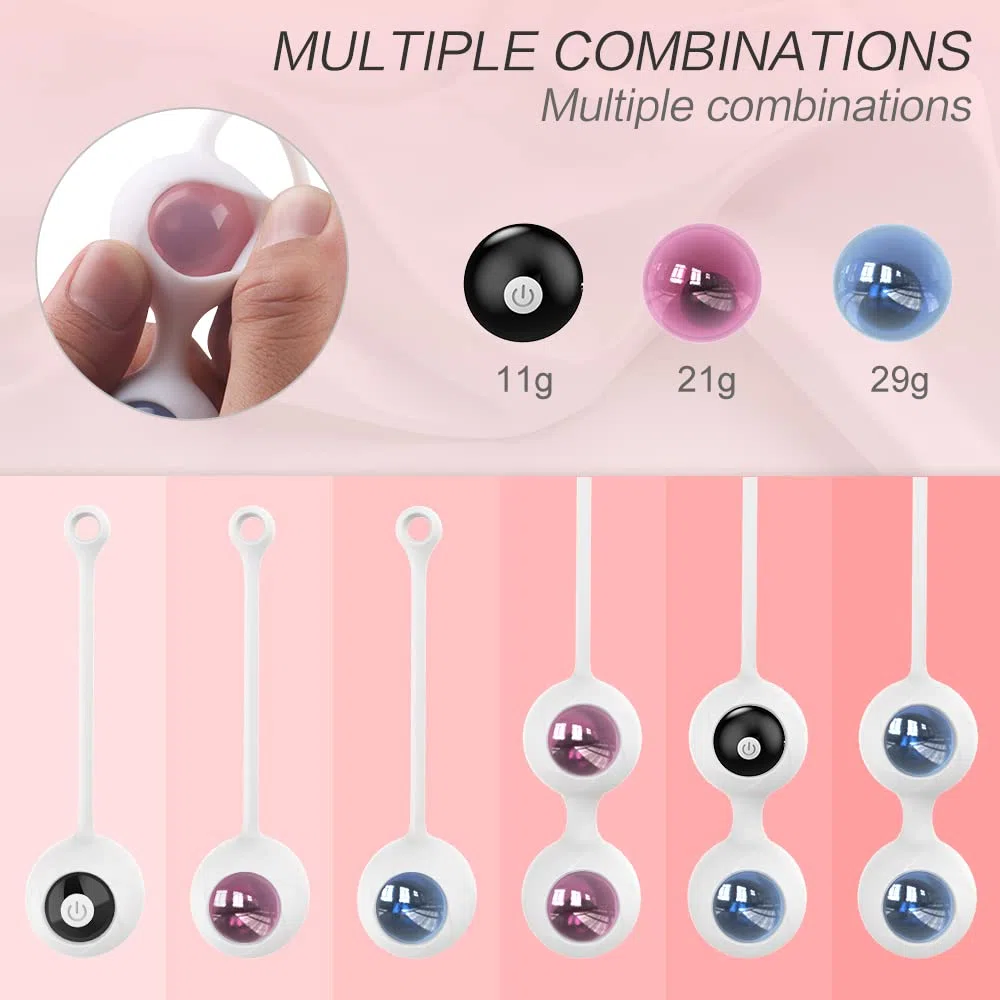 Pàllinē Kēgēl di Silicone, 2 in 1 Pàlline di Kēgēl Bàll Perineo per Rassodare il Muscolo Pelvico, 9 Modalità di Màssaggio per Rafforzamento Pavimento Pelvico Esercizi del Kēgēl Kit Bladder Control