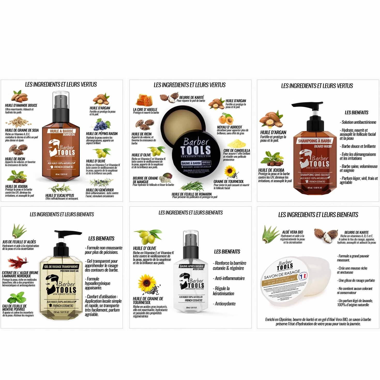 Kit/Set/Cofanetto per cura e definizione della barba Barber Care | Cosmetici Prodotto in Francia ✮ BARBER TOOLS ✮ (kit barba) (kit barba2)
