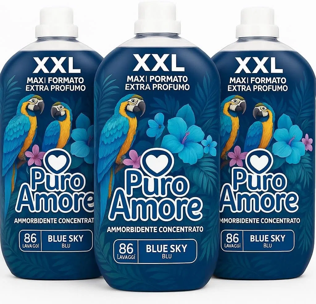 PURO AMORE Ammorbidente Concentrato Blue Sky – Extra Profumo | Formato XXL 86 Lavaggi | Confezione da 3 Pezzi (3)