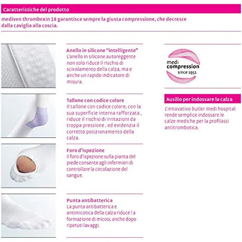 MEDIVEN - MEDIVEN THROMBEXIN 18 MM HG - CALZE ANTITROMBO POST-OPERATORIE - BIANCHE - L, Monocollant Sinistro