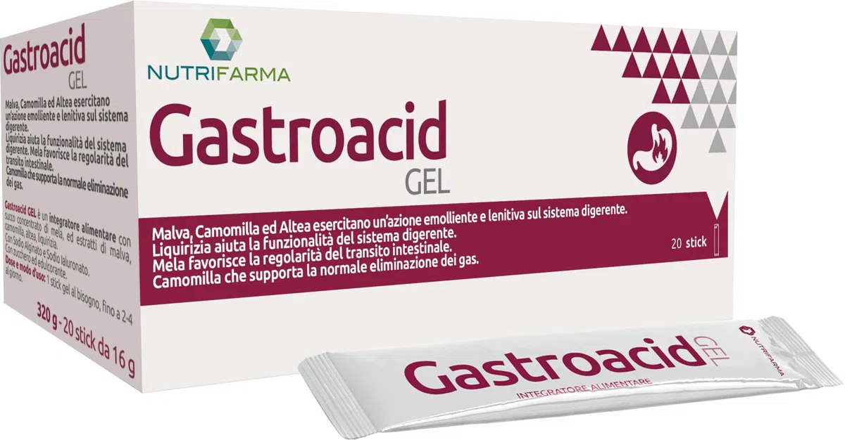 Gastroacid - Integratore alimentare a base di Malva, Camomilla ed Altea ad azione lenitiva e digestina - 20 stick