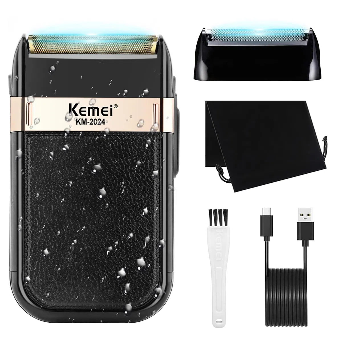 KEMEI Rasoi a lamina per uomo, Rasoio elettrico a batteria, Impermeabile USB Ricaricabile Cordless Electric skin fade barbiere Rasoio a lamina