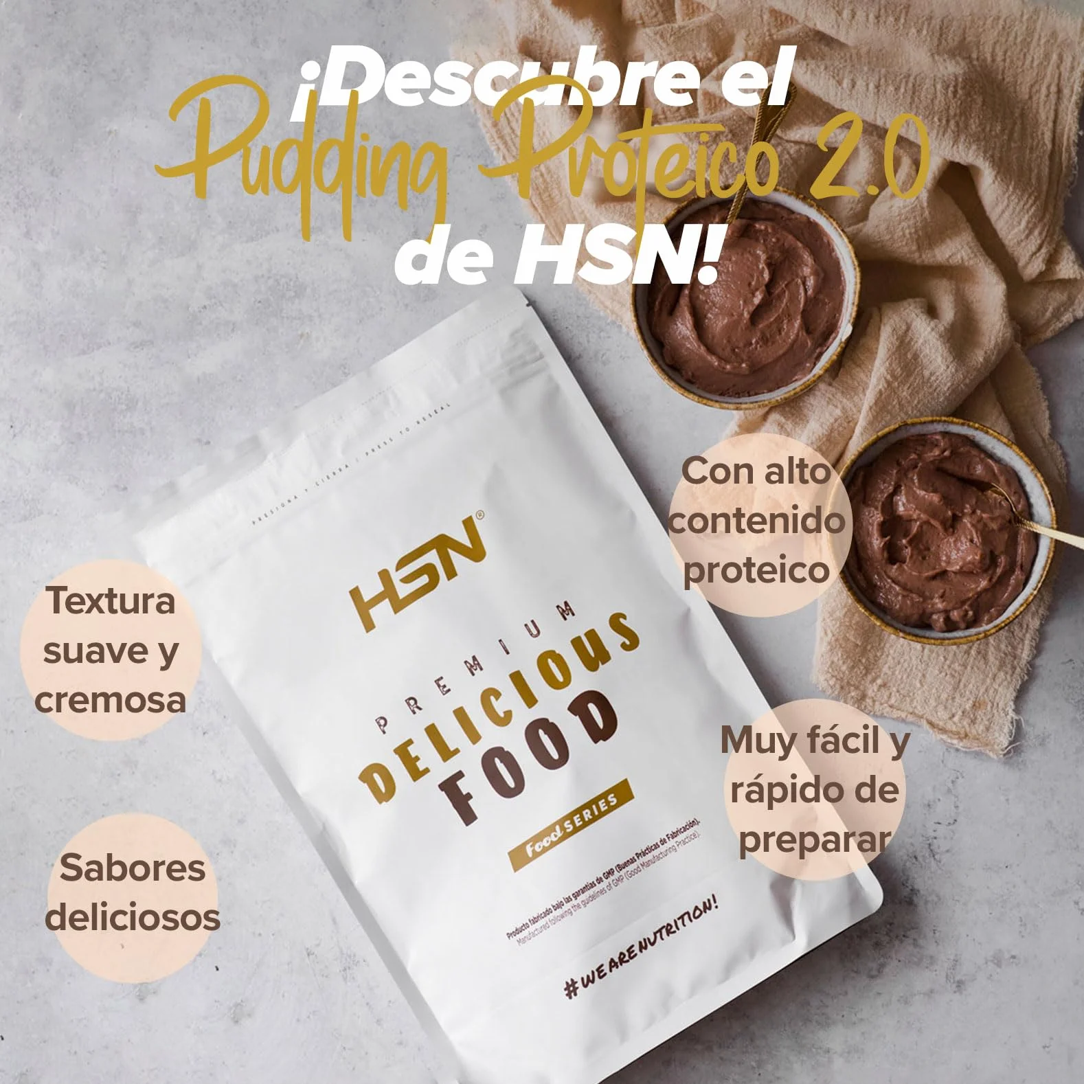 HSN Pudding Proteico 2.0 | Vaniglia 500 g = 13 Prese per confezione | Budino Alto in Proteine Senza Glutine e Vegetariano | Ideale Dessert o Snack A Basso contenuto calorico Senza Zuccheri Aggiunti