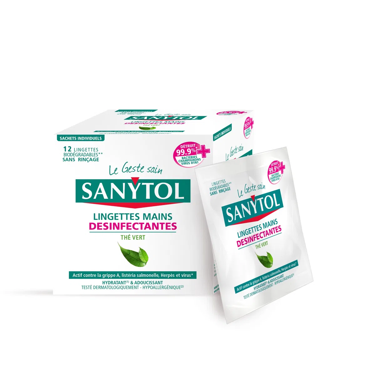 Sanytol 33650600 - Salviette disinfettanti per le mani, monodose, 1x12 salviette ciascuna