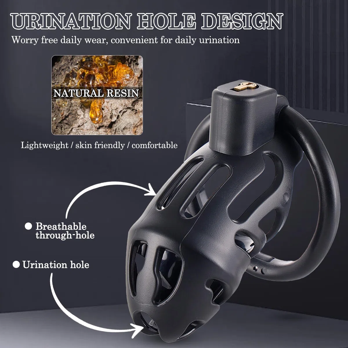BDSMJOY Chastity cage con 3 Anelli per il Pene Rimovibili, Gabbia pene per uomo, Design ergonomico uomo pene Cock cage, Comodo da indossare, buona traspirabilità